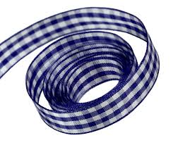 25mm Gingham Ribbon Navy Blue - Click Image to Close